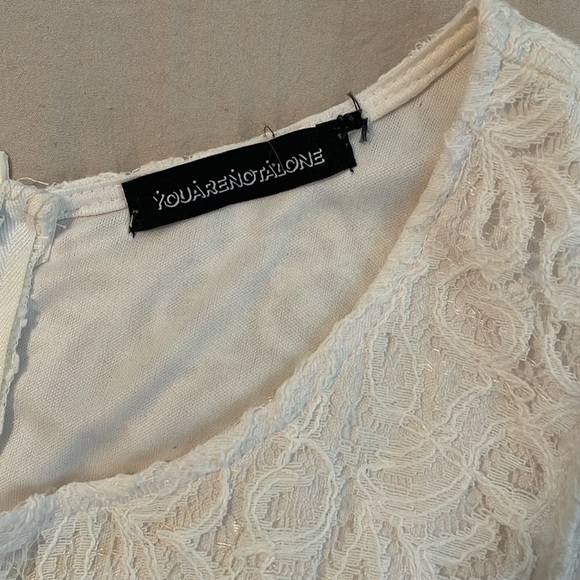 You Are Not Alone White Lace Midriff Cutout Skater Graduation Dress Size Medium - Picture 5 of 6